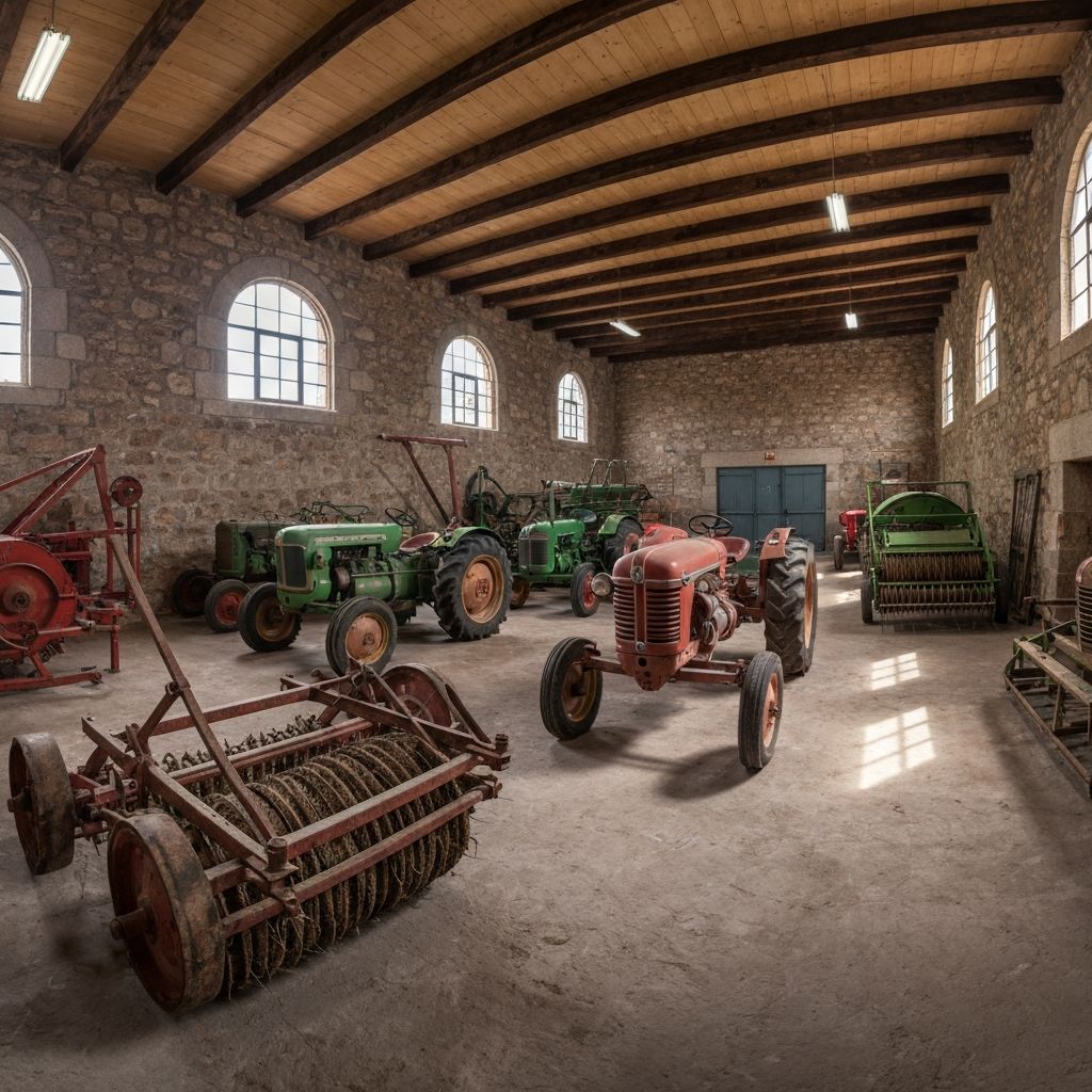 Armazém agrícola com equipamento